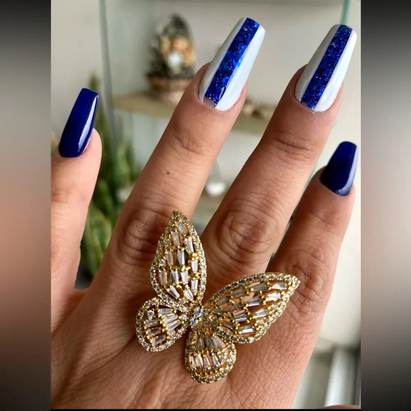 Butterfly Green 18K Gold Stainless Steel Waterproof Ring - Picture 12 of 16